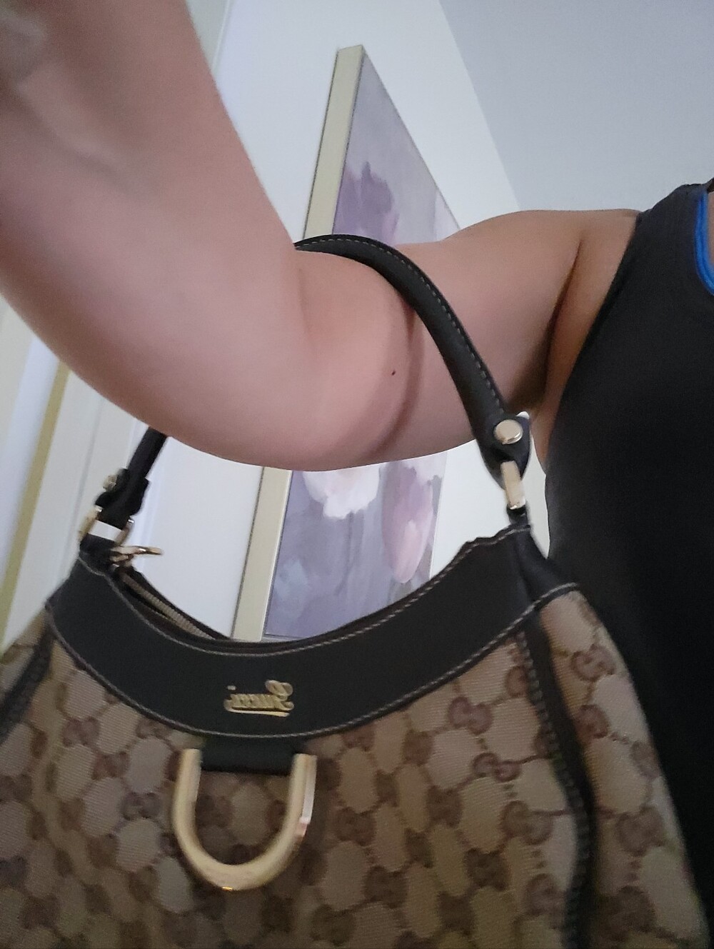 Gucci Beige GG Canvas and Brown Leather Top Handle Bag - Picture 15 of 15